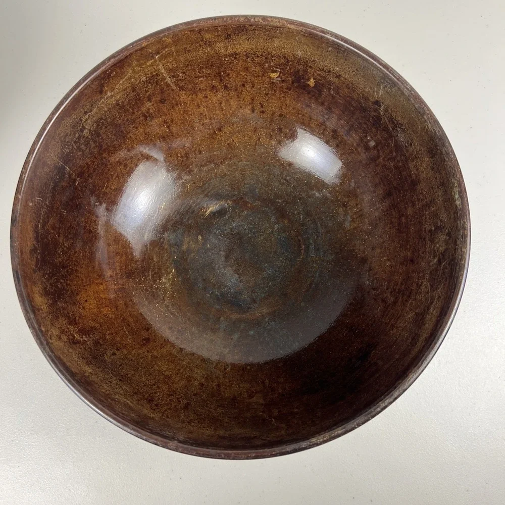 VTG Set of Two Dark Brown Textured Metal Bowls Home‎ Decor / Made In India